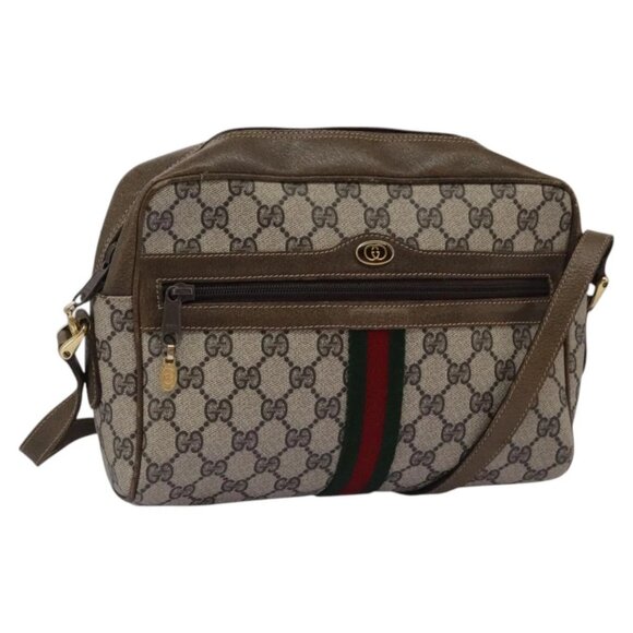 GUCCI GG Supreme Web Sherry Line Shoulder Bag PVC Beige Green Red Auth ep7185 - Picture 1 of 16